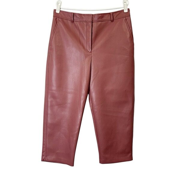 Babaton Command Faux Leather Cropped Pants Womens Size 14 Pink Aritzia - Picture 1 of 10